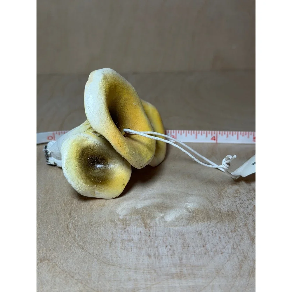 Creative Co-op Yellow Resin Mushroom Cluster Christmas Ornament Nature Decor